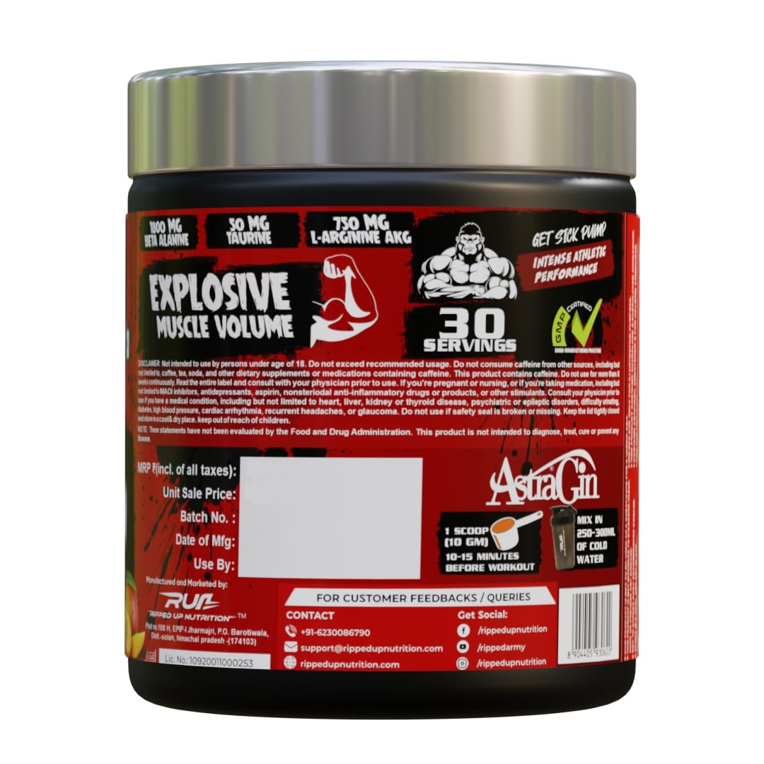 Ripped Up Nutrition Conquer Ultra Maxx - Pre Workout - 300gm