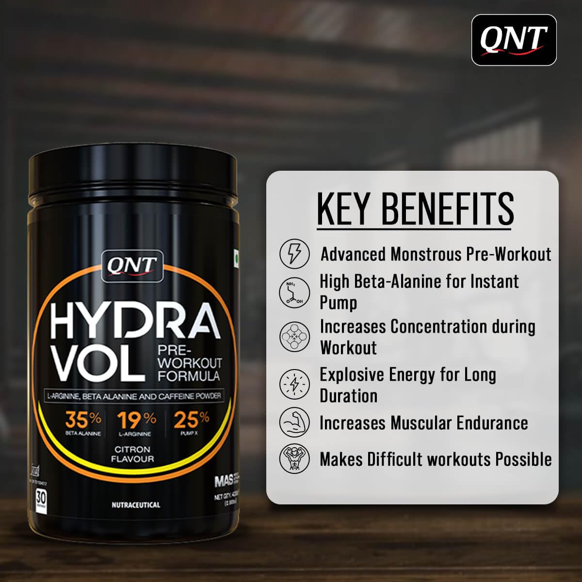 QNT Hydravol Pre-Workout Supplement | 400g | Fruit Punch | Instant Energy & Quick Muscle Pump | Beta-Alanine & Caffeine For Enhanced Focus & Muscle Strength