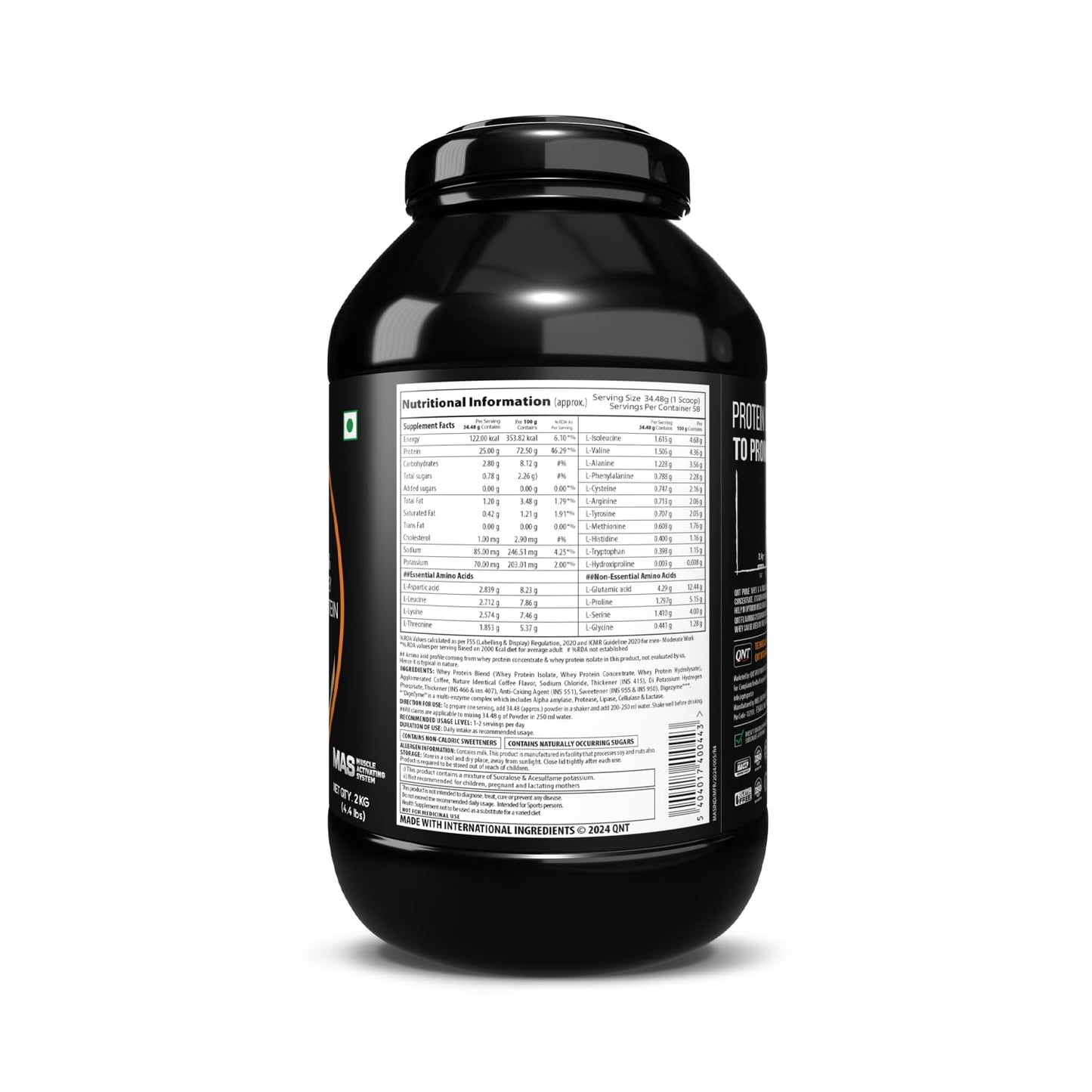 QNT Prime Whey Protein Powder | Triple Blend of Whey Isolate, Concentrate & Hydrolysate | 25g Protein, 5.8g BCAA per Scoop | Best Whey Protein Powder for Men & Women