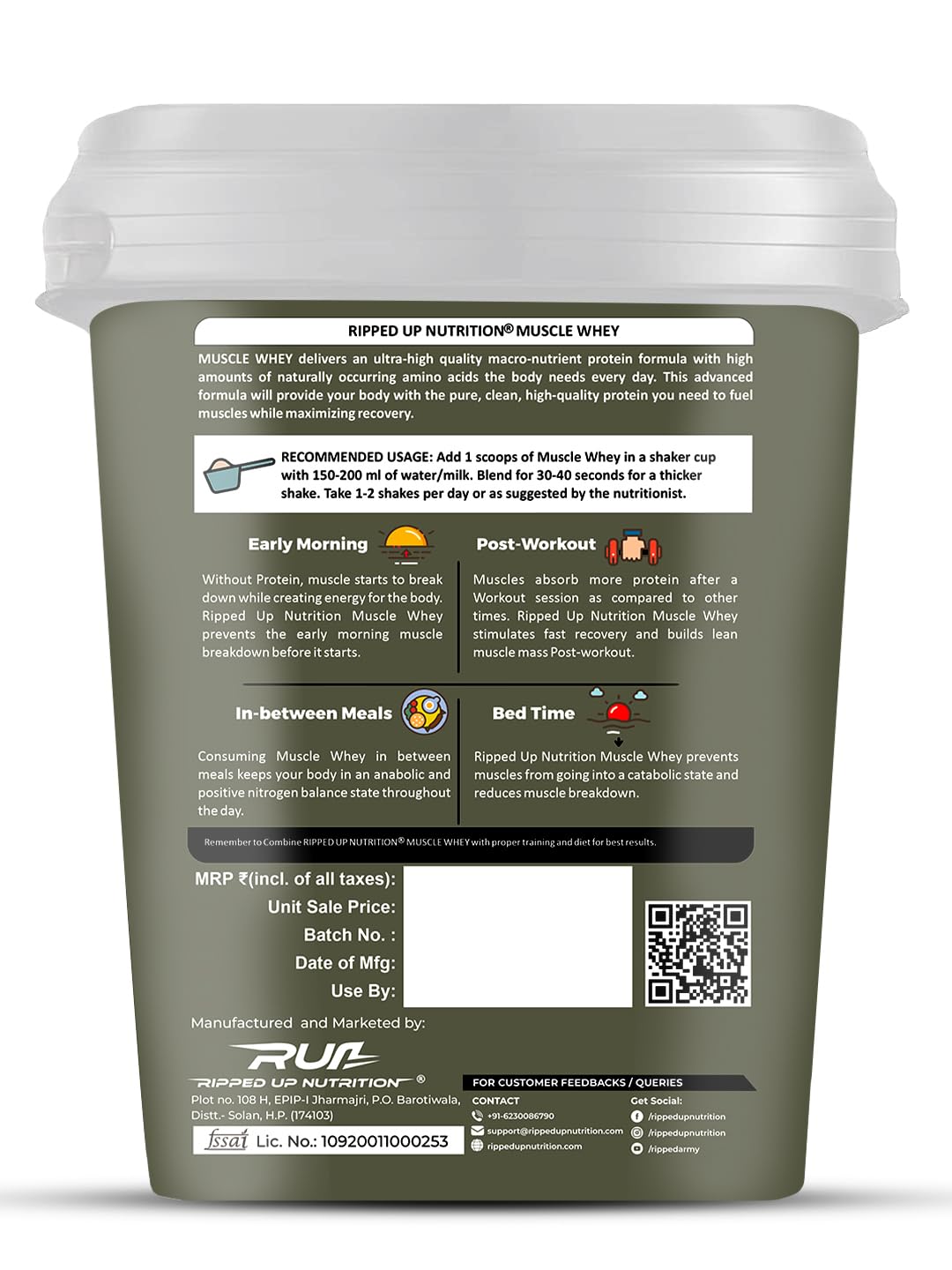 Ripped up Nutrition Muscle Whey 4 kgs | 111 Servings (Free Delivery) (Cash on Delivery available)
