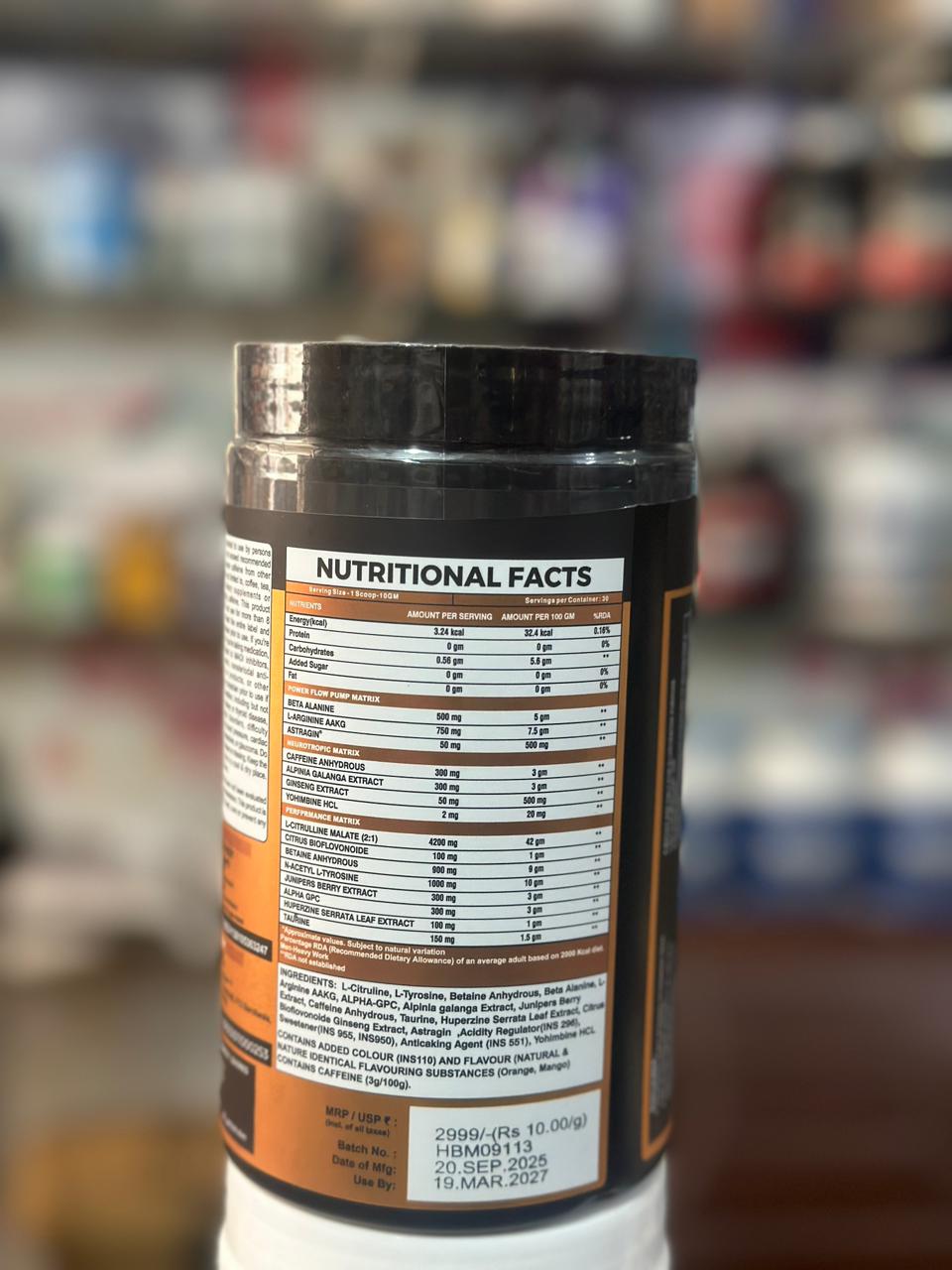 GYM TANK Hyper Burn Pre Workout 300 Gms | 30 Servings (Free Delivery) (Cash on Delivery available)