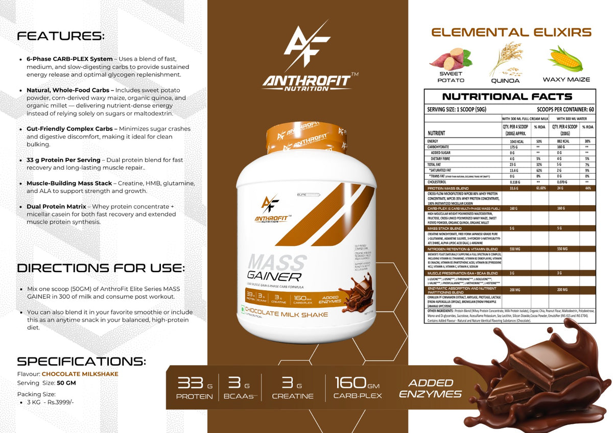 Anthrofit Nutrition Mass Gainer 3 kg (Free Delivery) (Cash on Delivery available)