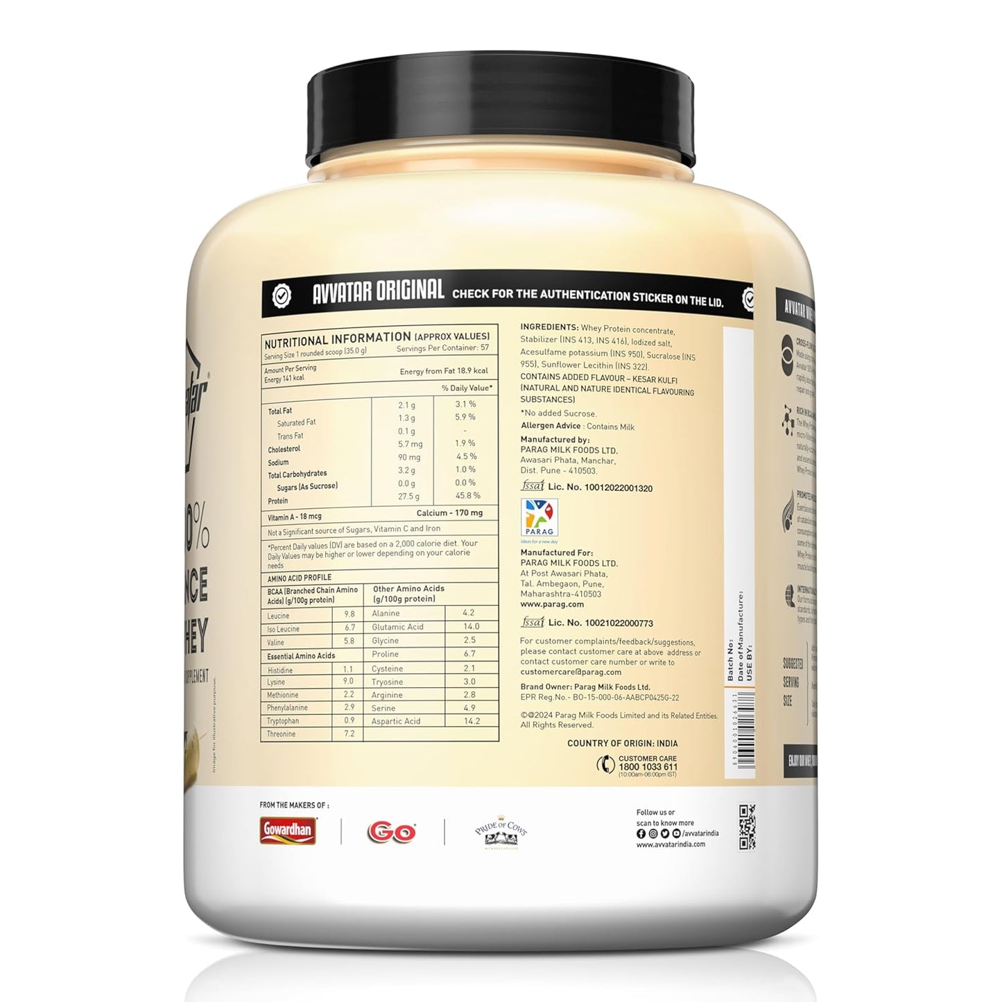 Avvatar 100% Performance Whey | 2 Kg | 27.5g protein|