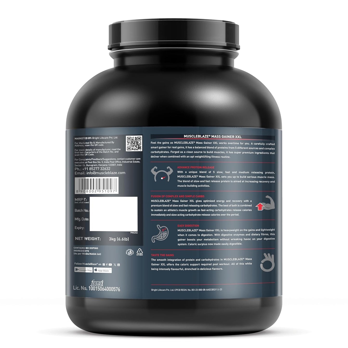 MuscleBlaze XXL Gainer 3kg (Free Delivery)
