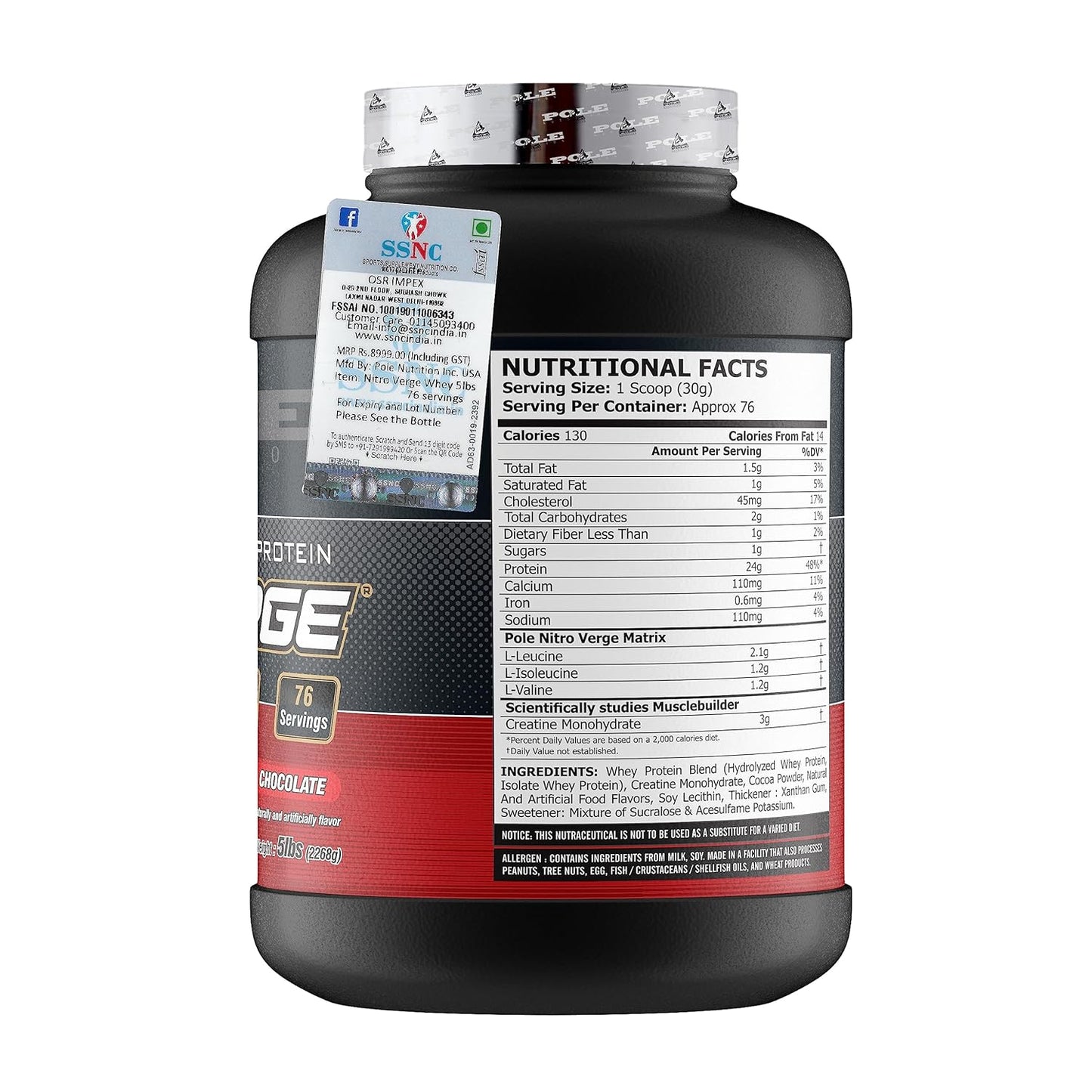 Pole Nutrition Nitro Verge Advanced Whey | 5lbs, 76 Servings (2268g) - Elevate Your Fitness with Premium Whey Isolate