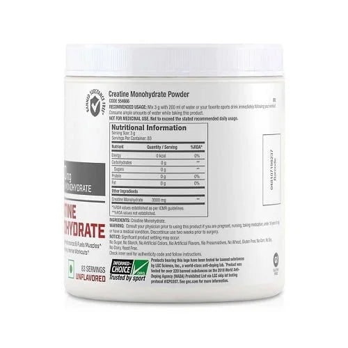 GNC Pro Performance Creatine Monohydrate - 3000mg Creatine Per Scoop | Unflavored | 250gm (Free Delivery) (Cash on Delivery available)