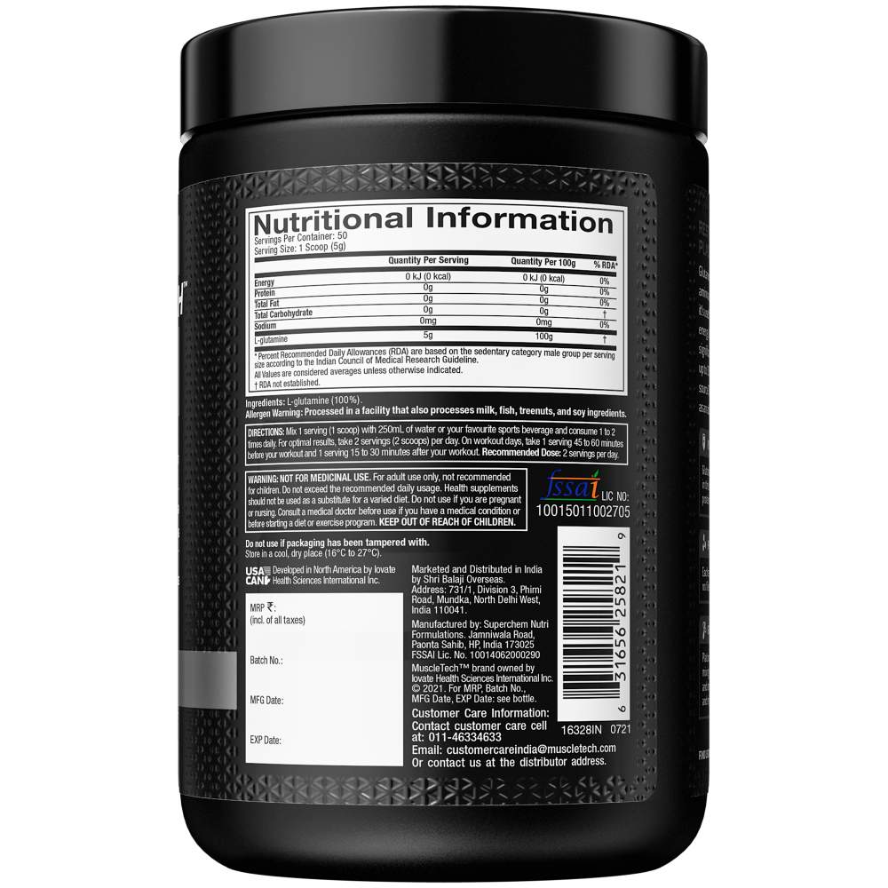 MuscleTech Platinum 100% Glutamine - 250 gm (0.55 Lb)