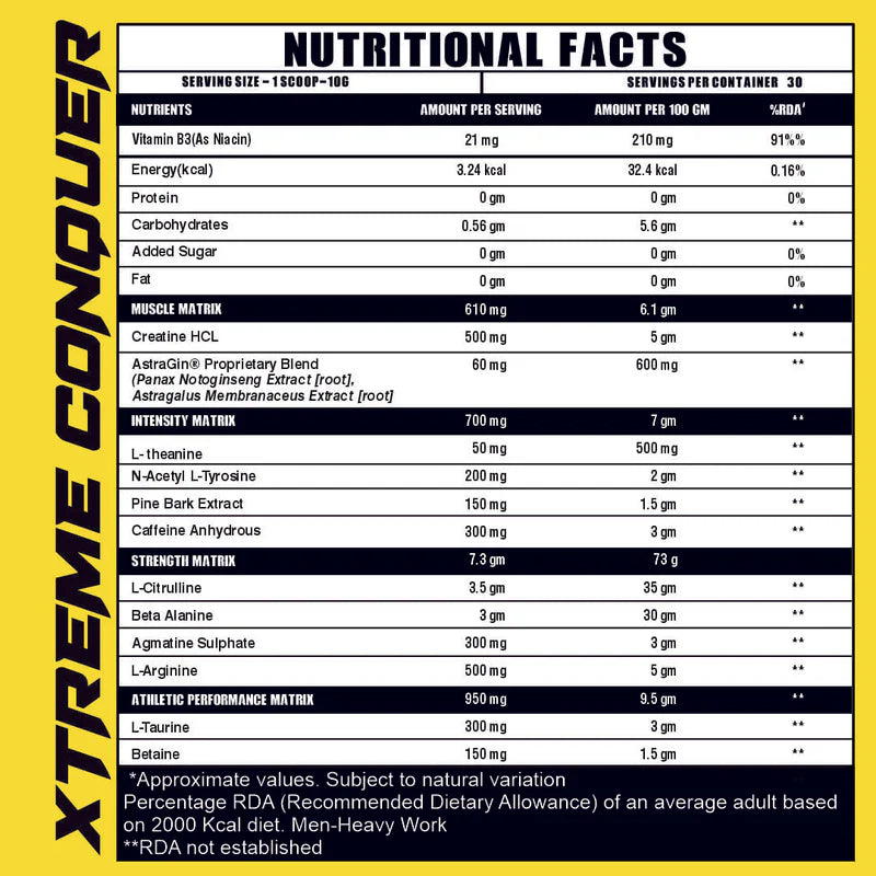 Ripped Up Nutrition Conquer Xtreme Pre Workout - 300g