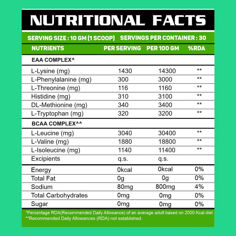 Ripped Up Nutrition EAA's (9 Essential Amino Acids) | 300g | 30 Servings