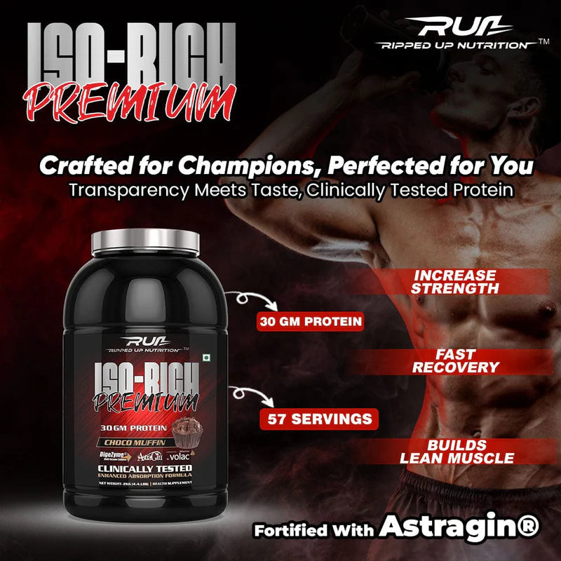 Ripped Up Nutrition IsoRich Whey Protein 2kg | Premium Isolate Protein | 30gm Protein