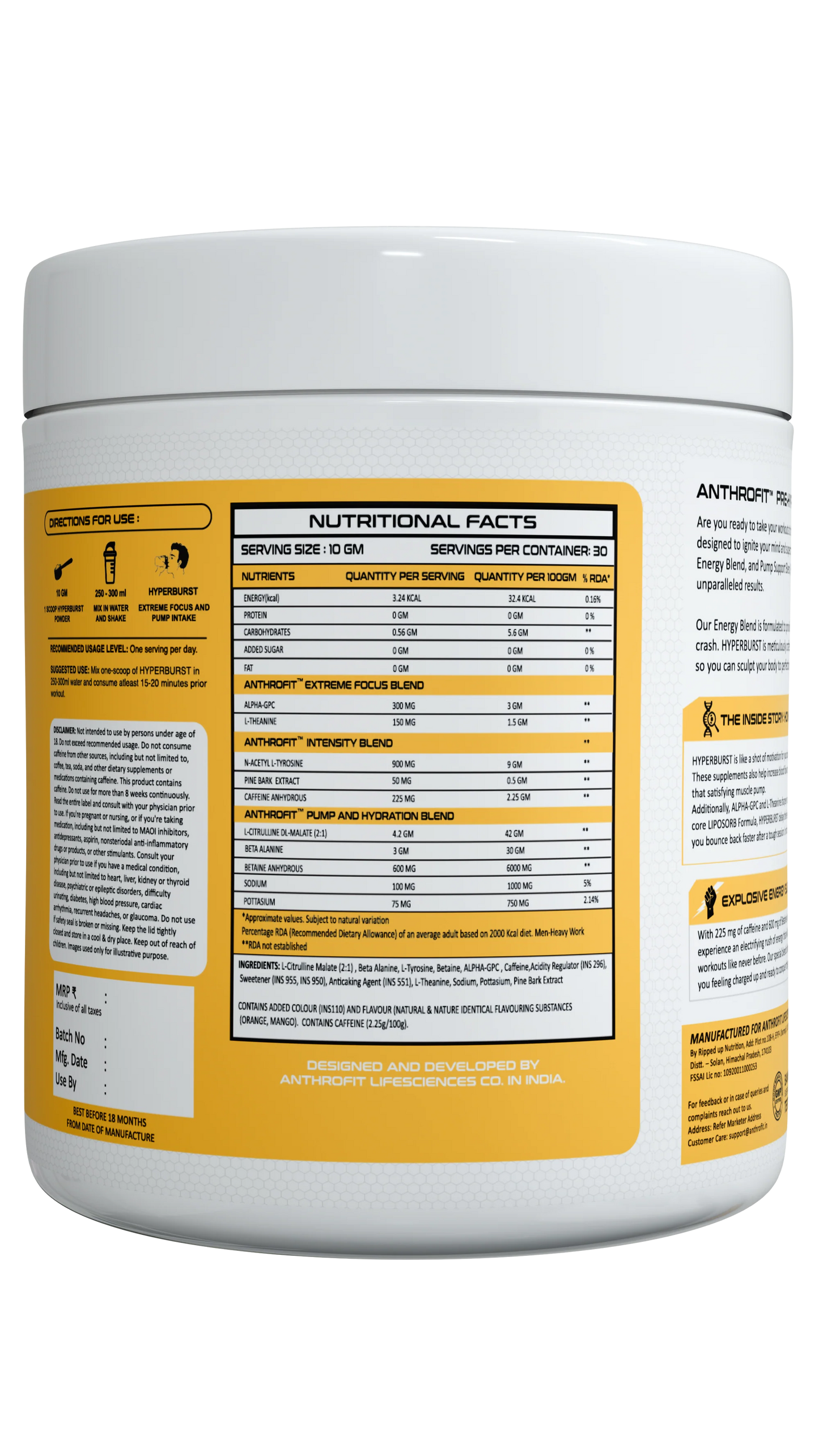 Anthrofit HyperBurst PreWorkout (30 Servings)