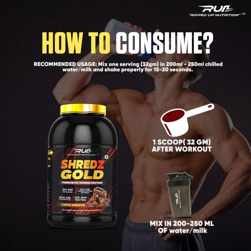 Ripped Up Nutrition Shredz Gold 2 kg | Premium Fat Burning Whey Protein