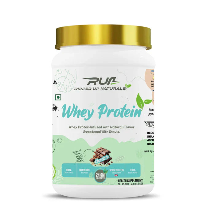 Ripped Up Nutririton 100% Natural Whey 1 kg| Grass Fed | 24g Protein | Swetened with Stevia |