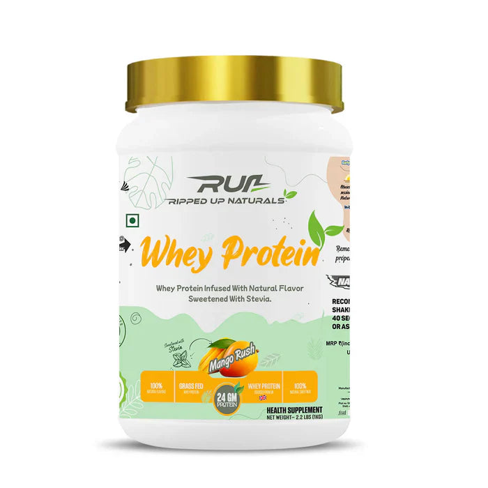 Ripped Up Nutririton 100% Natural Whey 1 kg| Grass Fed | 24g Protein | Swetened with Stevia |