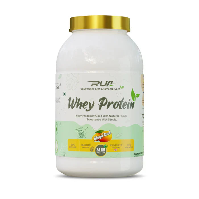 Ripped Up Nutririton 100% Natural Whey 1 kg| Grass Fed | 24g Protein | Swetened with Stevia |