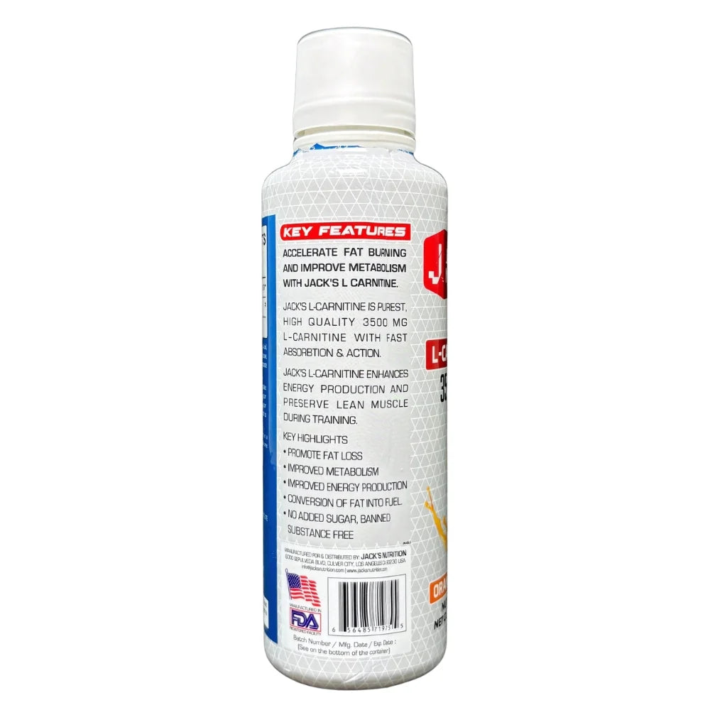Jack's Nutrition L-Carnitine 3500 mgs | Turns Fat into Energy (Free Delivery) (Cash on Delivery available)