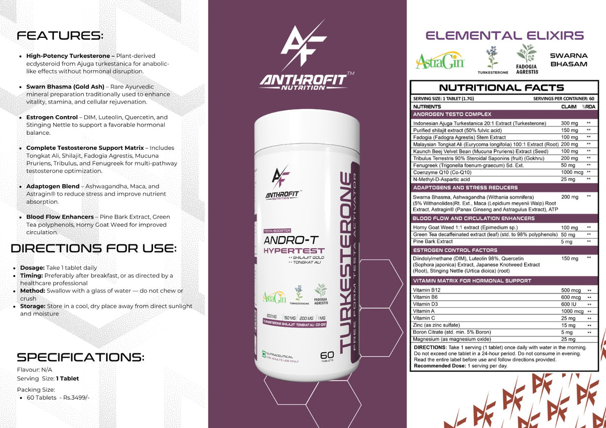 Anthrofit Nutrition Andro - T | Turkestrone | Shilajit | Tongkat Ali  (Free Delivery) (Cash on Delivery available)
