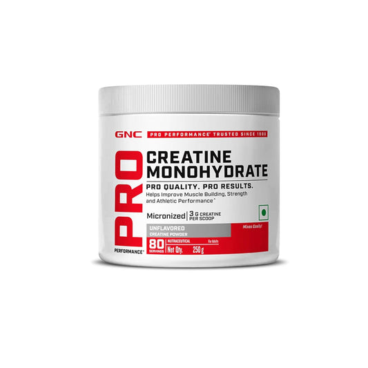 GNC Pro Performance Creatine Monohydrate - 3000mg Creatine Per Scoop | Micronized for Faster Absorption | Boosts Energy, Muscle Volume & Performance | Gluten-Free | Unflavored | 250gm