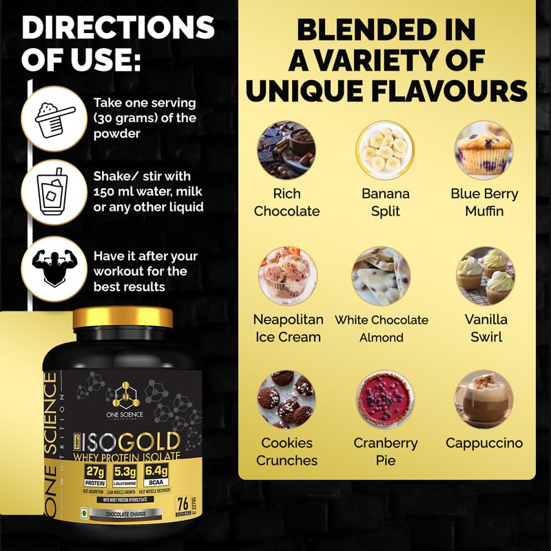 One Science Nutrition (OSN) 100% Iso Gold Whey Protein 5 lbs [Grass Fed Whey]- 27g Protein, 5.3g Glutamine, 6.4g BCAA