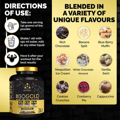One Science Nutrition (OSN) 100% Iso Gold Whey Protein 5 lbs [Grass Fed Whey]- 27g Protein, 5.3g Glutamine, 6.4g BCAA