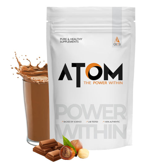 AS-IT-IS Nutrition ATOM Whey Protein 1kg | 27g protein | Isolate & Concentrate | USA Labdoor Certified | With Digestive Enzymes for better absorption