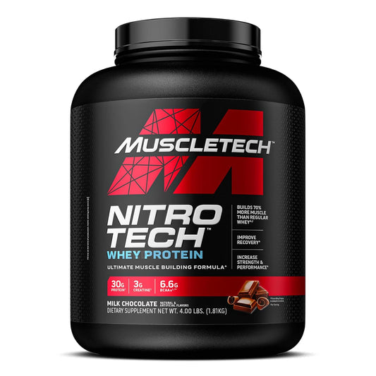 MuscleTech Performance Series Nitro Tech Whey Protein Powder (1.81kgs) With Whey Isolates & Peptides