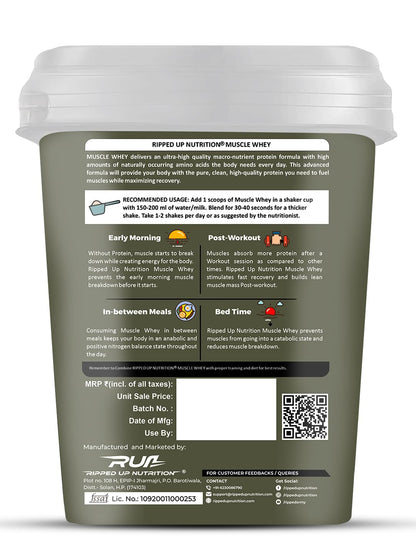 Ripped up Nutrition Muscle Whey 4 kgs | 111 Servings (Free Delivery) (Cash on Delivery available)