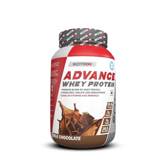 Scitron Advance Whey Protein (28.5 Servings, 25.5g Protein, 6g BCAAs, 0g Sugar, 20 Vitamins & Minerals) 1kg