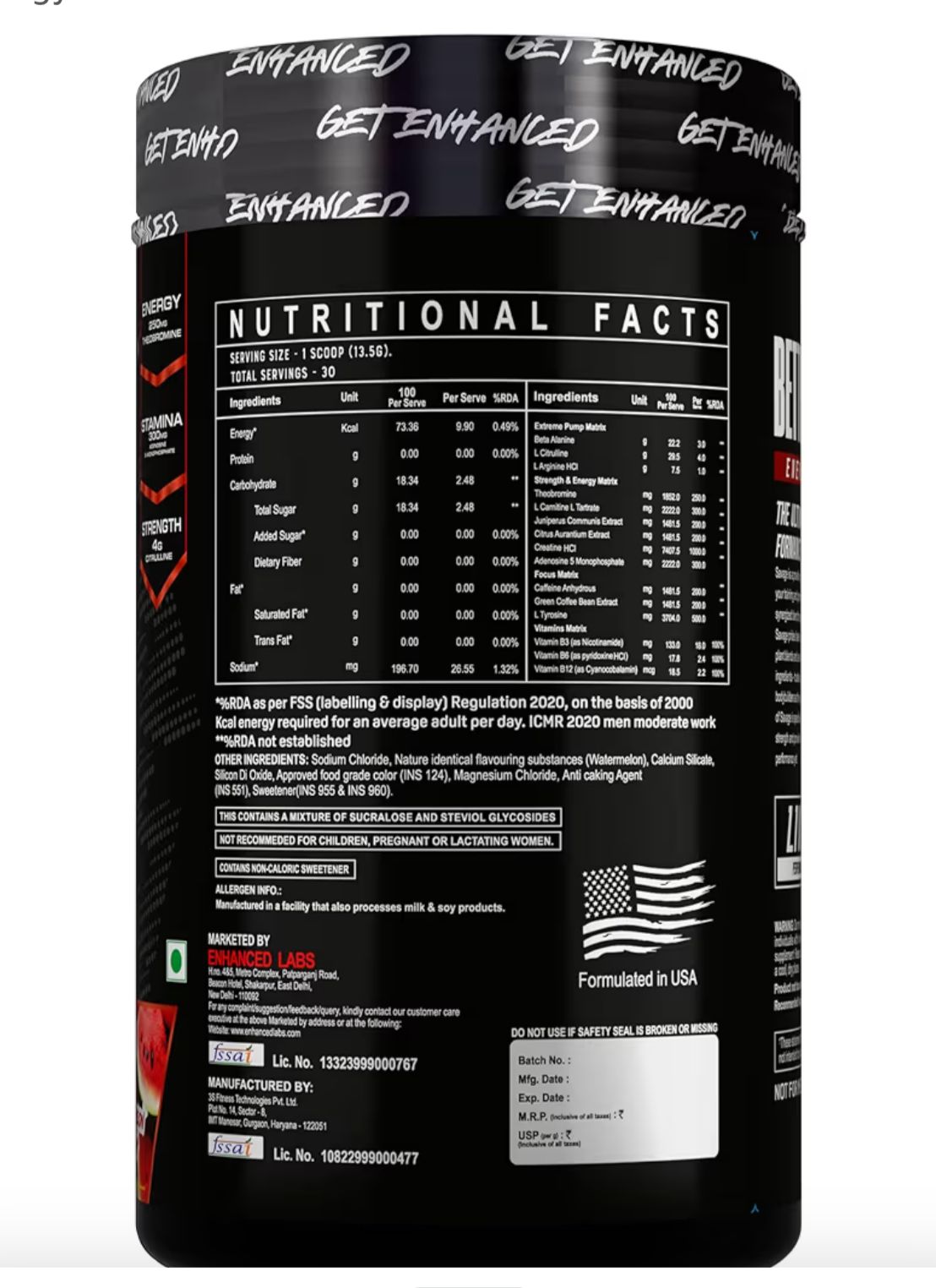ENHANCED SAVAGE PRE WORKOUT
