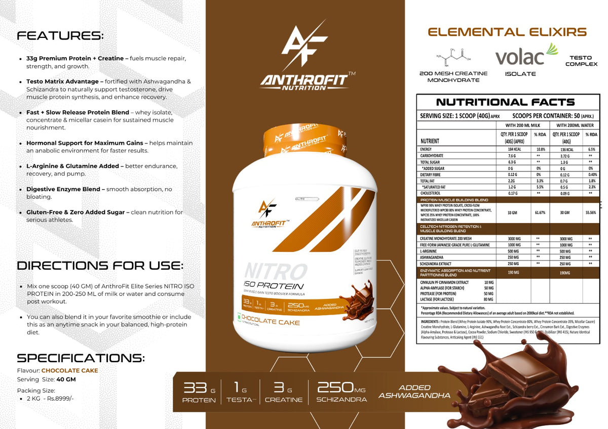 ANTHROFIT NUTRITION Nitro Iso Protein 2 kg (Free Delivery) (Cash on Delivery available)
