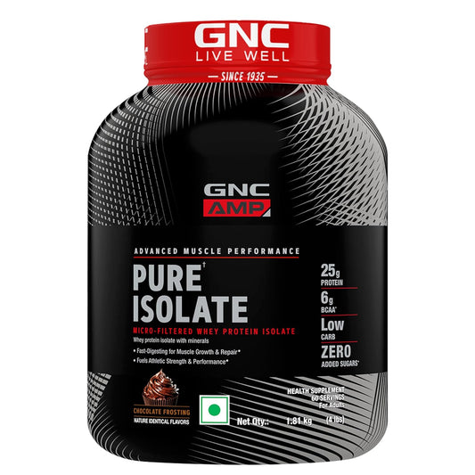 GNC AMP Pure Isolate Low Carb | Boosts Athletic Performance | Builds Lean Muscles | Speeds Up Recovery | Increases Strength | USA Formulated | 25g Protein | 6g BCAA | 4 lbs
