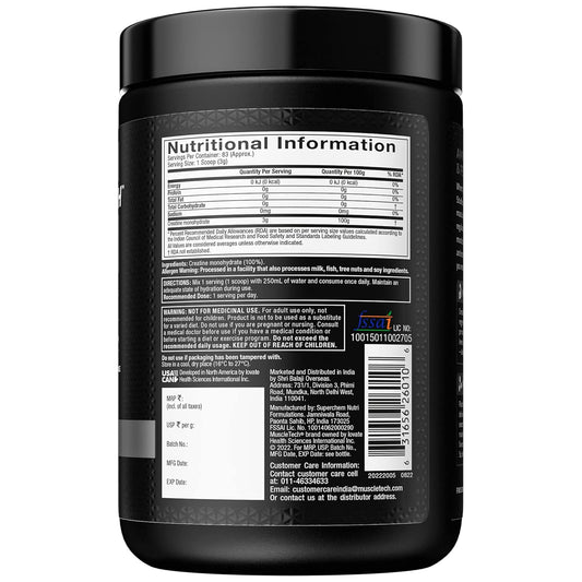 MuscleTech Platinum 100% Creatine Powder (Unflavoured - 250 Gram,83 Serves),Scientifically Researched to Build Muscle - Increase Muscle Power,Boost Strength & Enhance Performance,1 count,83 servings