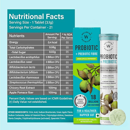 WELLBEING Pre-Probiotics Efferfescent Tablets | Healthy Gut (Free Delivery)