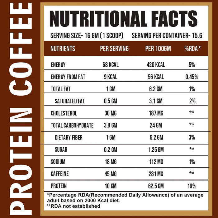Ripped Up Nutrition Protein Coffee (500g) | 10g Protein per serve | Real Coffee With Added Whey | Caffeine (Free Delivery) (Cash on Delivery available)