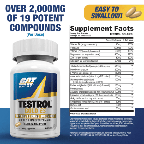 Gat Testrol Gold - Test Booster | 60 Tablets | 30 Servings (Free Delivery) (Cash on Delivery available)