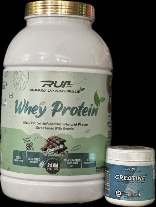 Ripped up Nutrition Natural Whey 4Lbs + RUN Creatine 33 servings (COMBO)