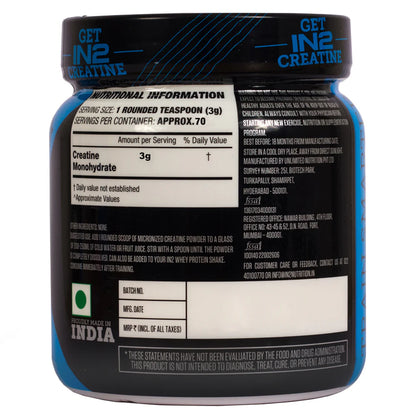 IN2 Creatine 50 Serving Monohydrate Powder -Creatine Powder Creatine (Flavoured) - 250g