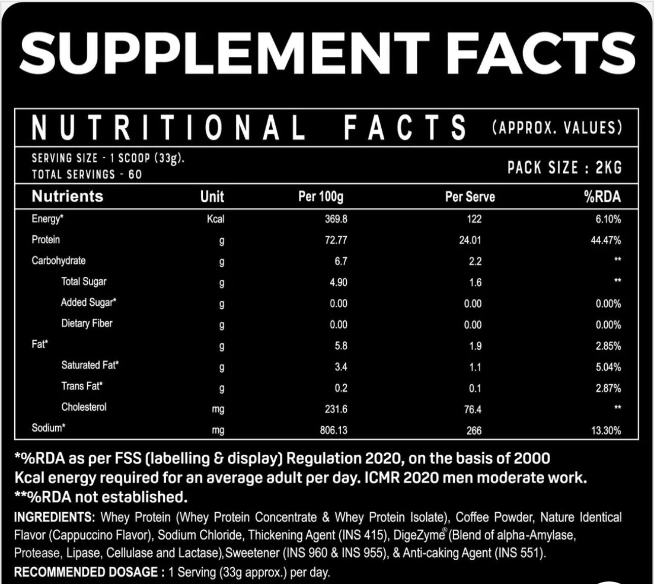 ENHANCED PREMIUM WHEY PROTEIN 2 KG