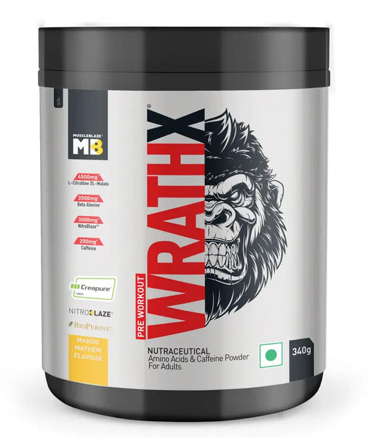 `MuscleBlaze Pre Workout WrathX with Creapure®️, Nitroblaze & BioPerine (20 Servings)
