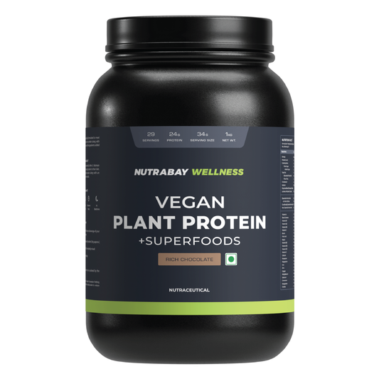 Nutrabay Wellness Vegan Plant Protein Powder + Superfoods - 1 Kg (2.2 Lb)